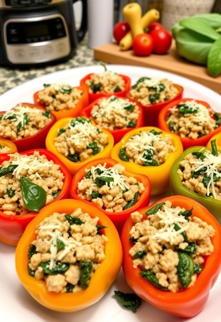 25 Simple Meal Prep Recipes Using Everyday Ingredients (Save Time and Money!) - 5. Turkey and Spinach Stuffed Peppers